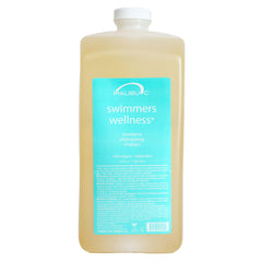 Malibu C Swimmers Wellness Shampoo bottle front showcases chlorine protection for swimmers.