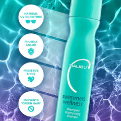 Malibu C Swimmers Wellness Shampoo chlorine removal action cleanses pool elements
