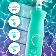 Malibu C Swimmers Wellness Shampoo pour shows post-swim application ease.