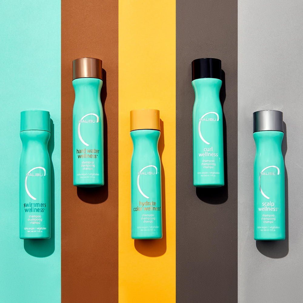 Malibu C Swimmers Wellness Shampoo resulting in soft, shiny hair