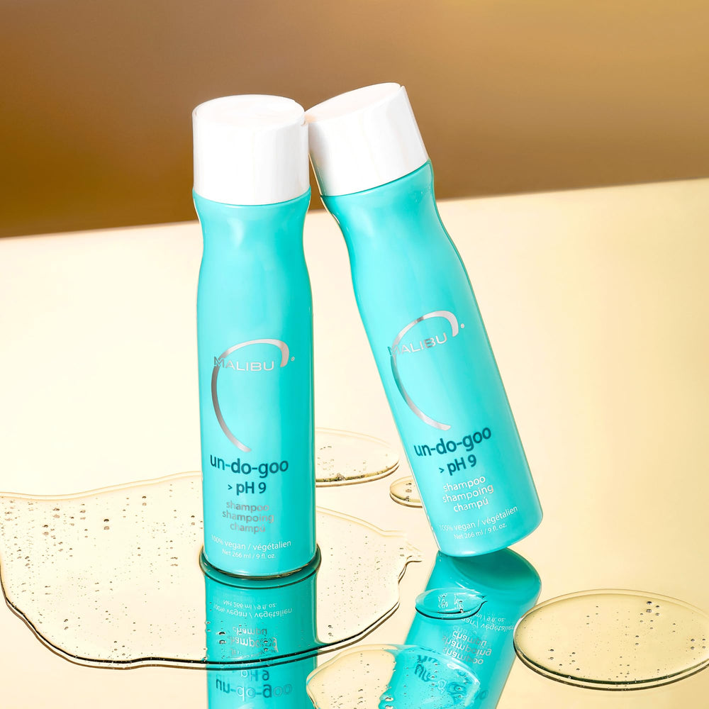 Malibu C Un-Do-Goo Clarifying Shampoo rich lather shows detox cleansing while maintaining color integrity