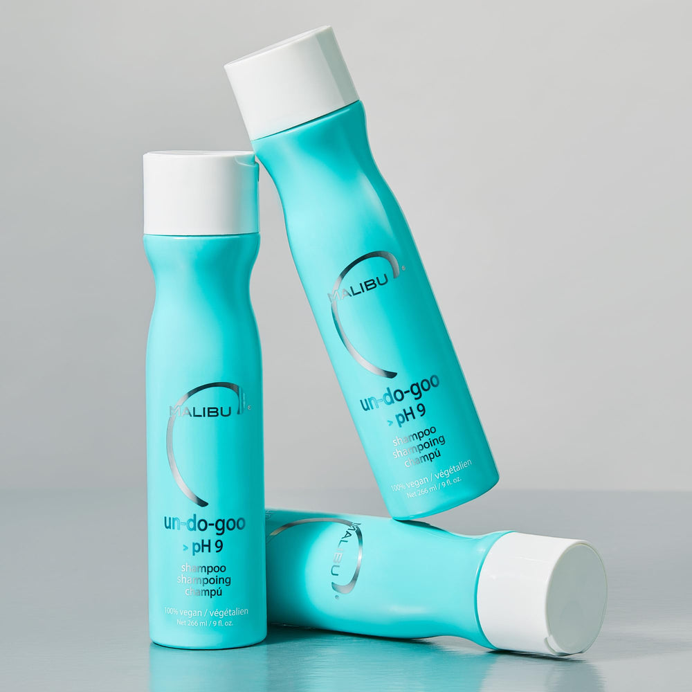 Malibu C Un-Do-Goo Clarifying Shampoo pairing with Wellness Remedy for targeted hair detox