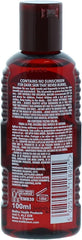 Malibu Sun Fast Tanning Oil application demonstrates quick, even coverage for beach days.