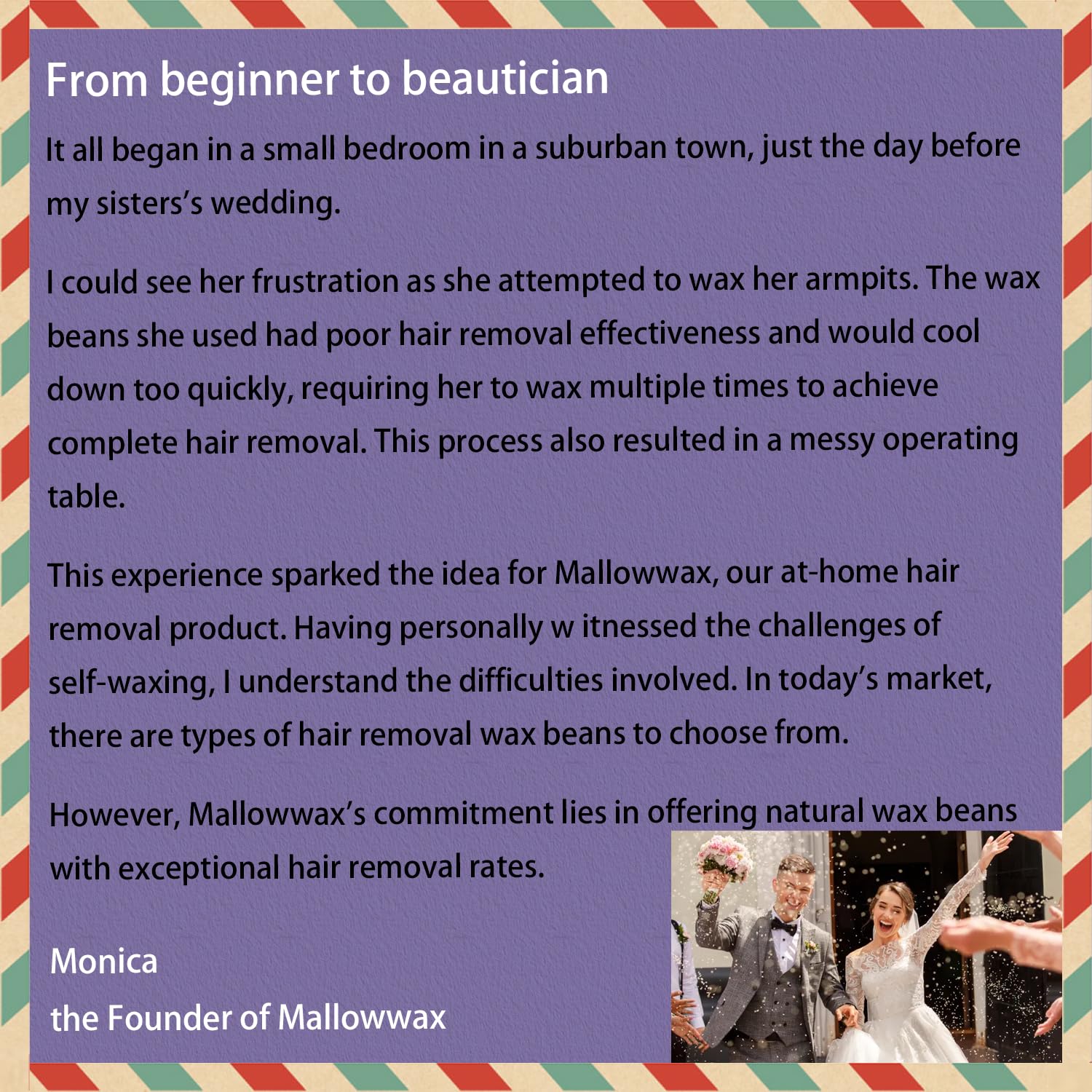 Mallowwax Lavender Wax Beads armpits setup emphasizing comfortable private at-home waxing.