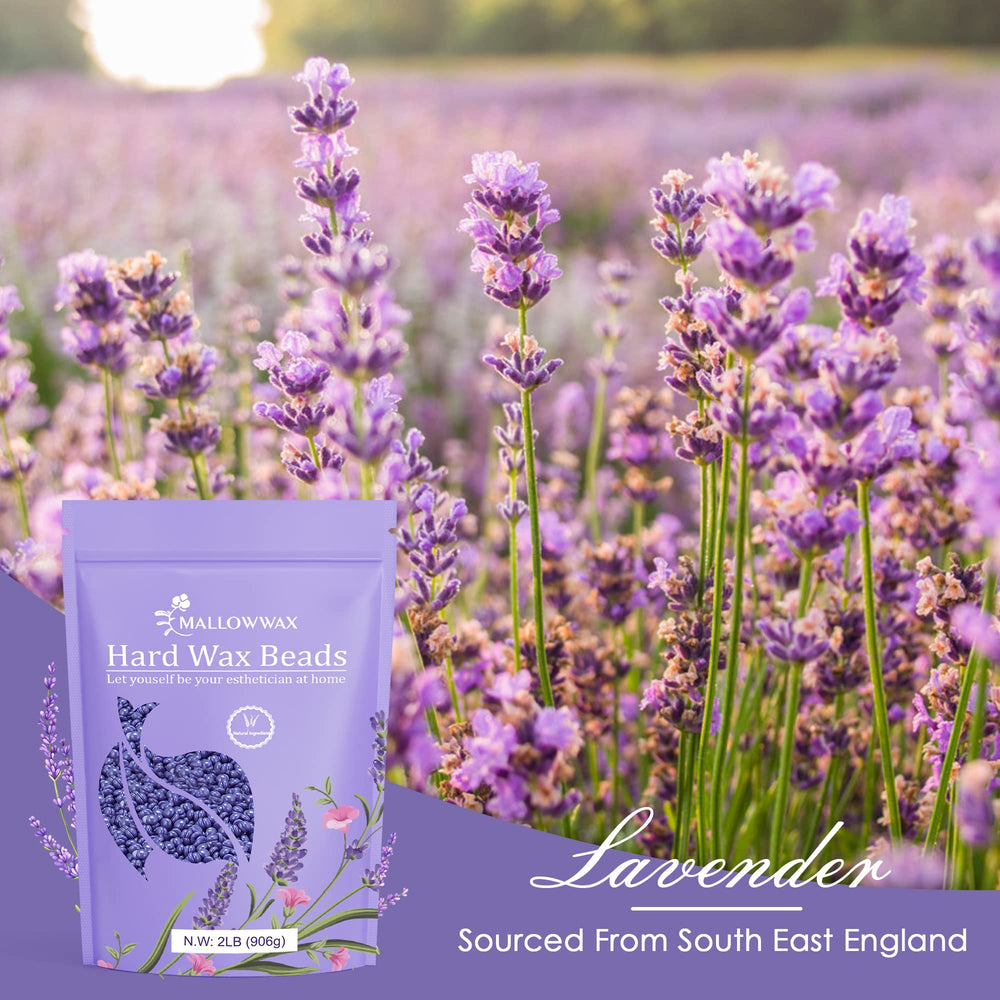 Mallowwax Lavender Wax Beads packaging to showcase product presentation and refillability.