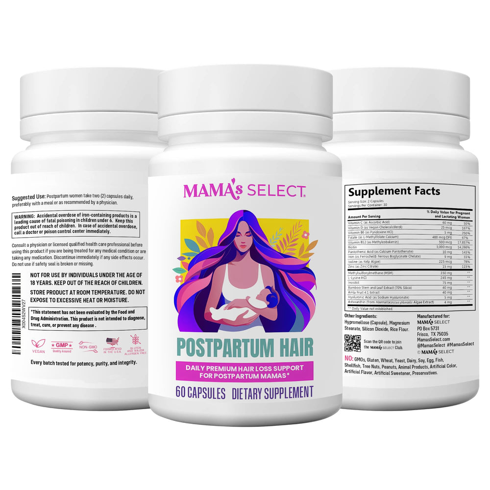 Scalp health illustration showing hair support with Mama’s Select.