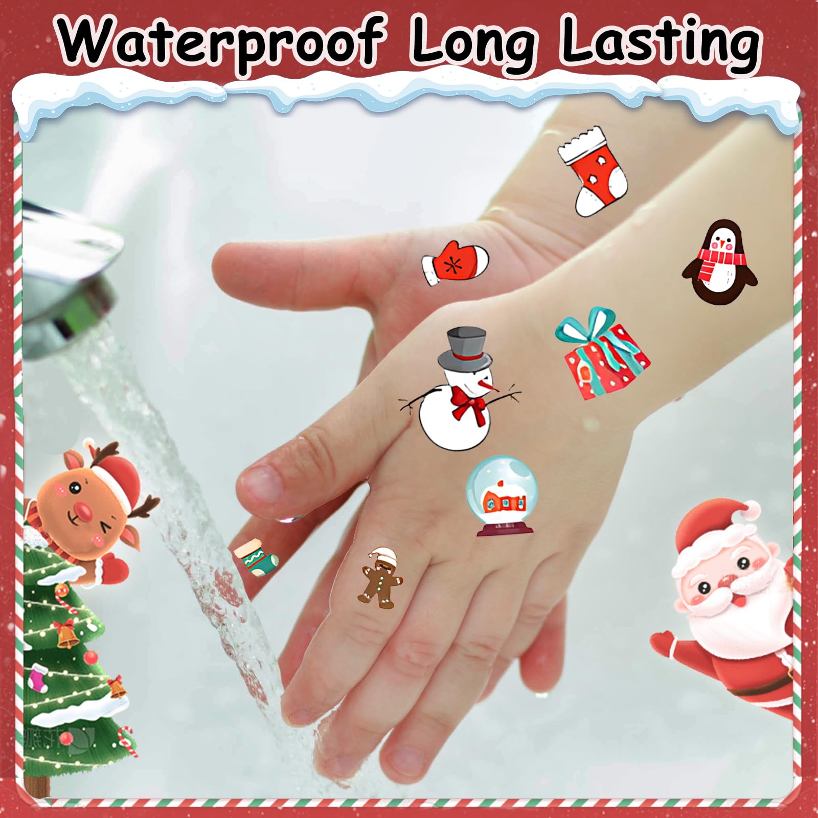 Mamatety Christmas tattoos gifts-presents glow design makes colorful gift bag fillers.