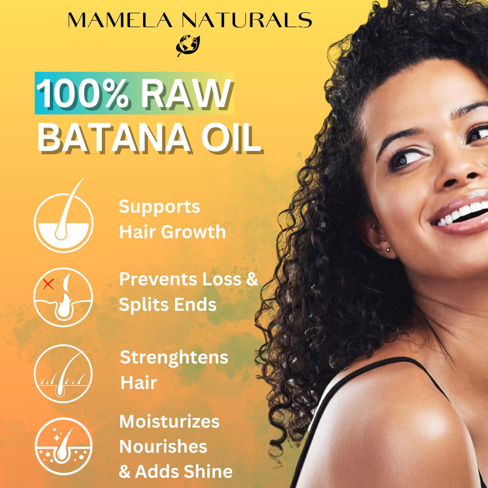 Closeup of Mamela Naturals Batana Oil ingredients highlighting purity