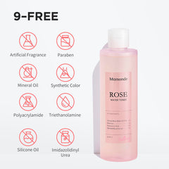 Mamonde Rose Water Toner cotton-pad application demonstrates versatile, gentle moisturizing use.