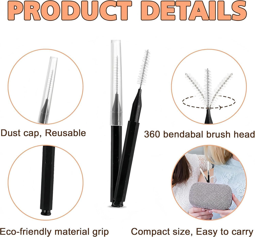 Mamxwaga compact brow brush pack fits in your makeup bag for on-the-go touch-ups