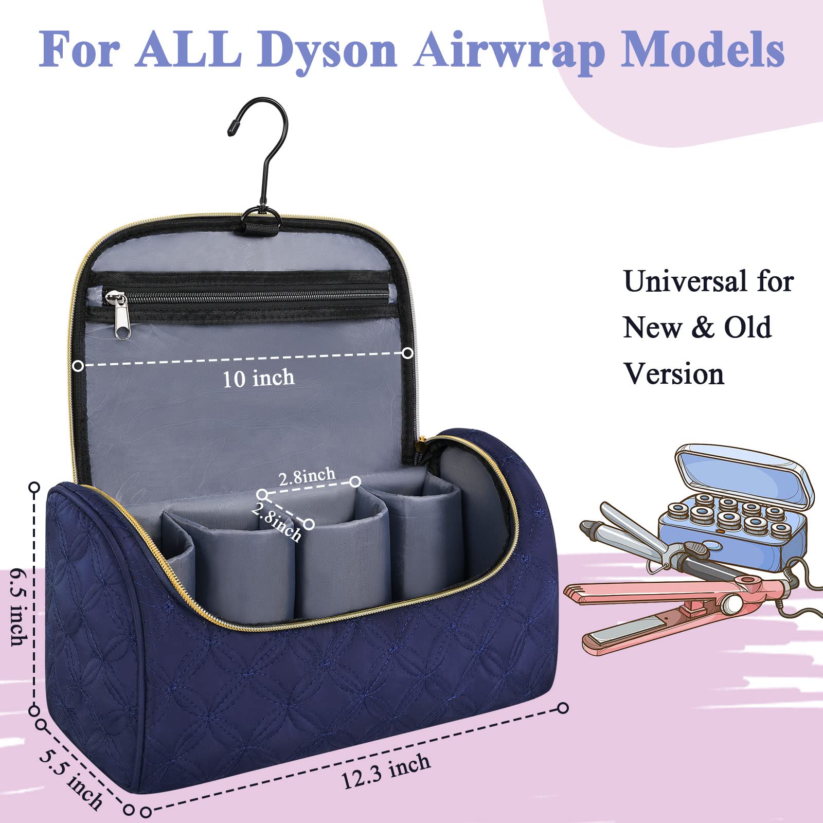 Mancro Airwrap accessory pockets keep attachments neatly organized.
