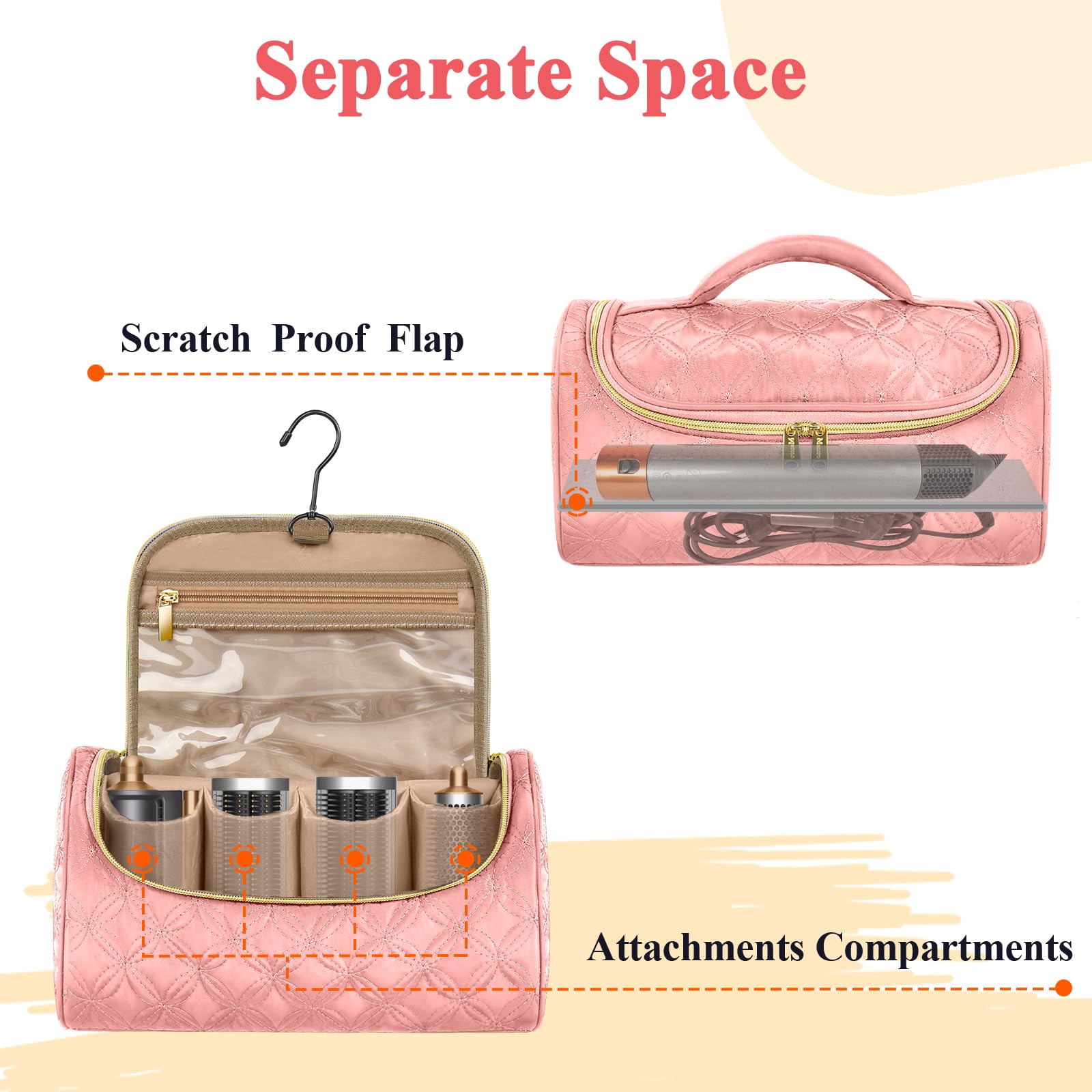 Mancro carrying case interior with four compartments in pink for organized tools