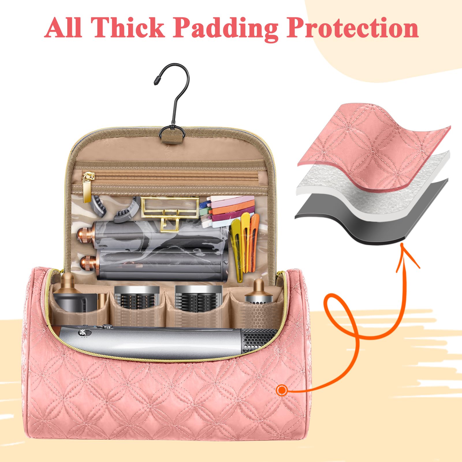 Mancro padded case with 360° padding in pink protecting gear during transport