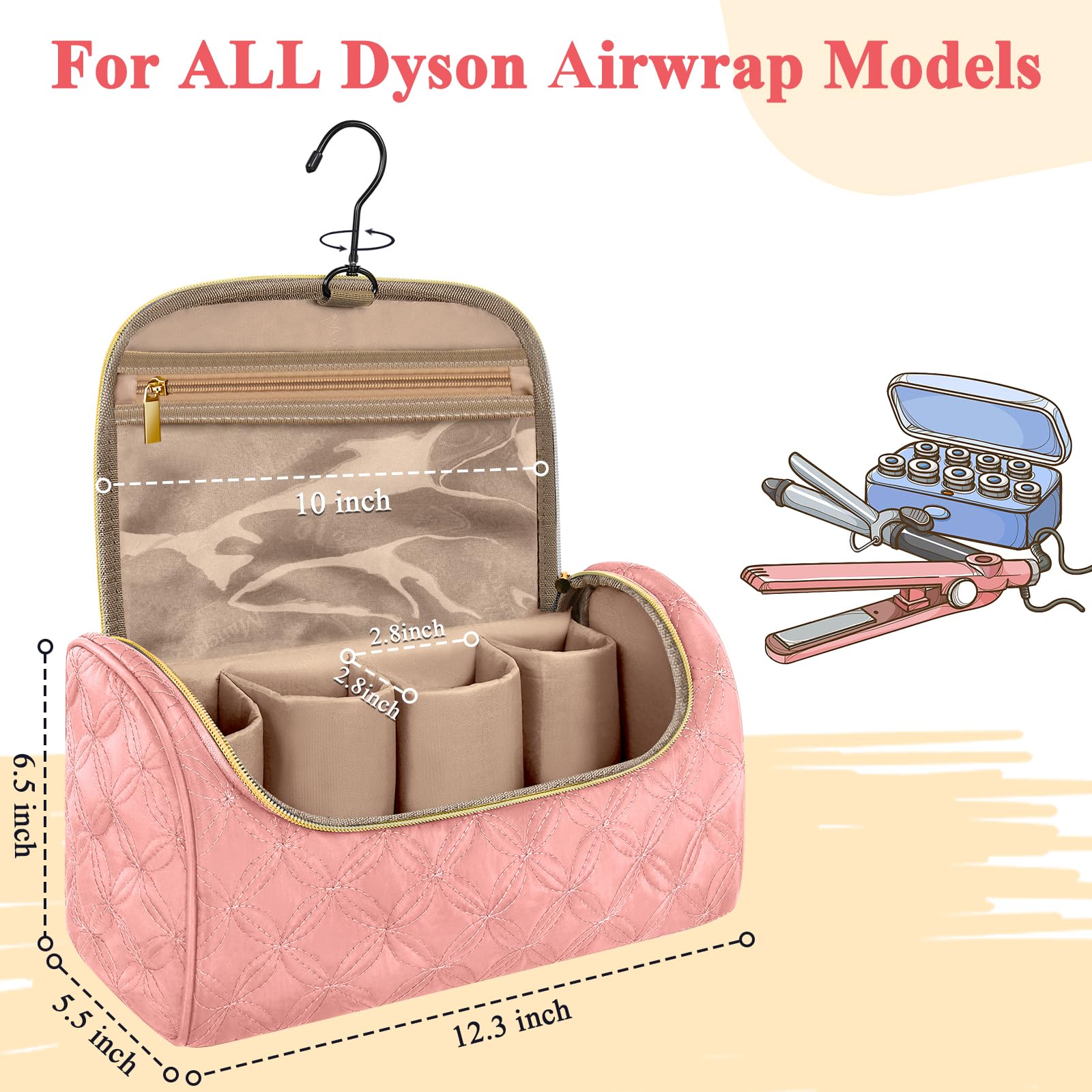 Mancro padded carrying case with Shark FlexStyle attachments in pink, highlighting extended storage pockets
