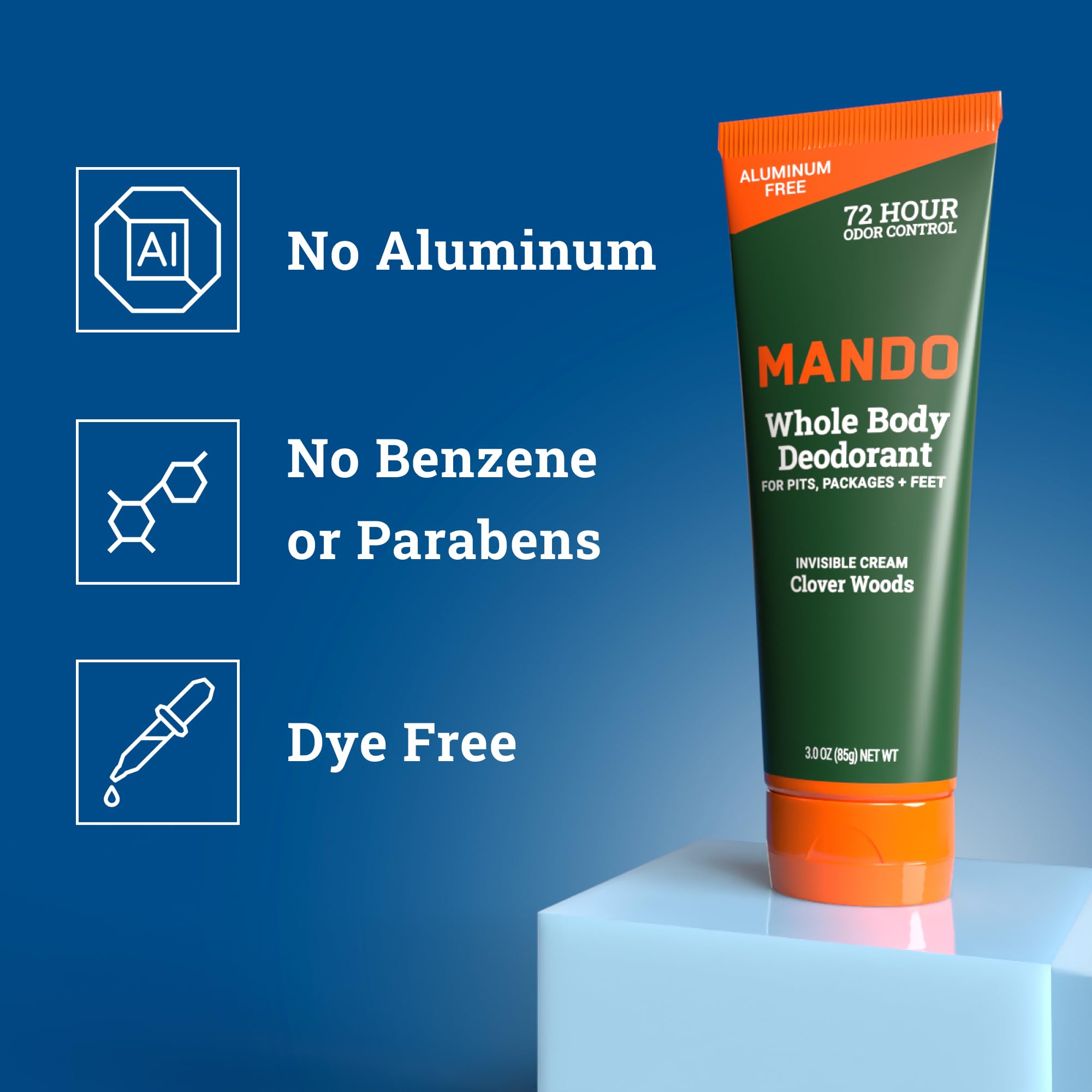 Mando 72-hour odor control claim graphic communicates long-lasting protection