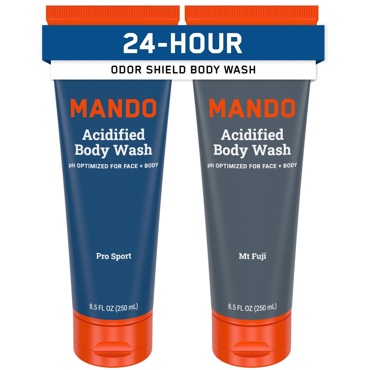 Mando Acidified Body Wash Pro Sport bottle with citrus scent and odor control