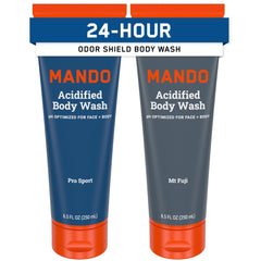 Mando Acidified Body Wash Pro Sport bottle with citrus scent and odor control
