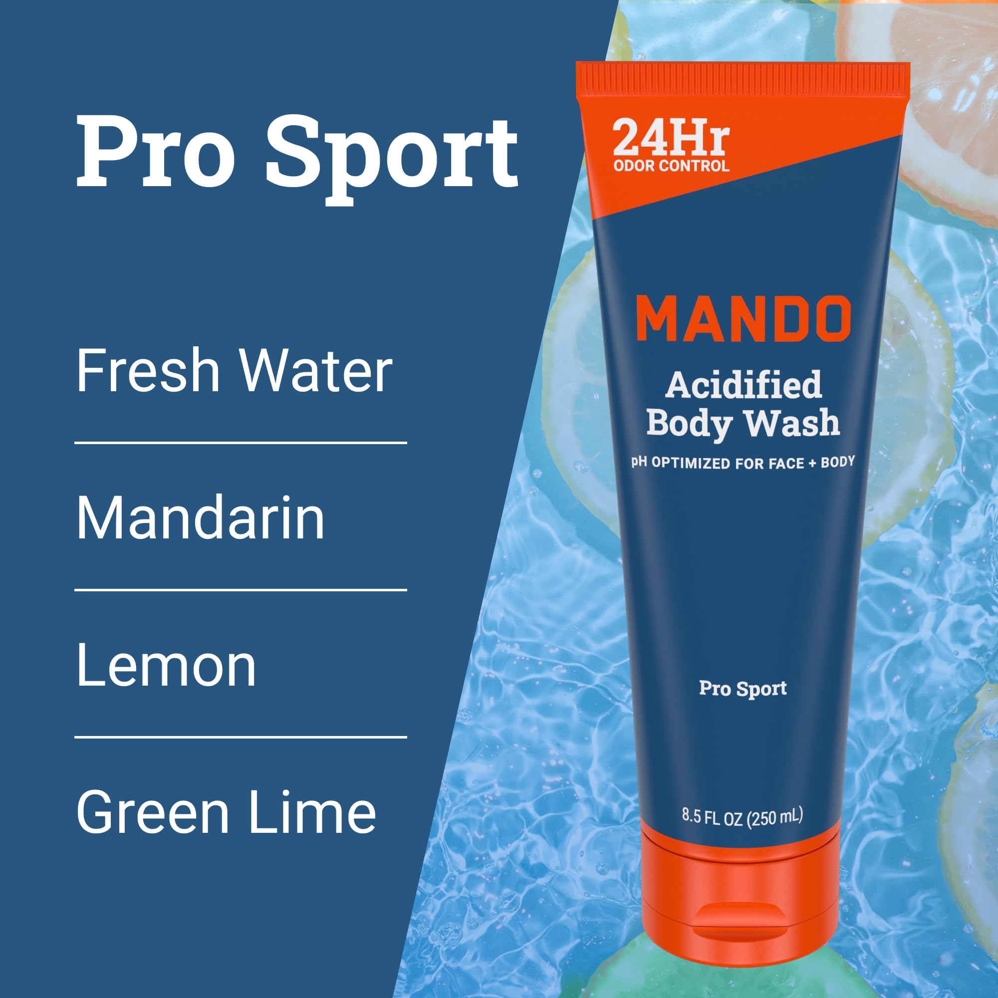 Mando Acidified Body Wash two-pack front shows value and dual scents