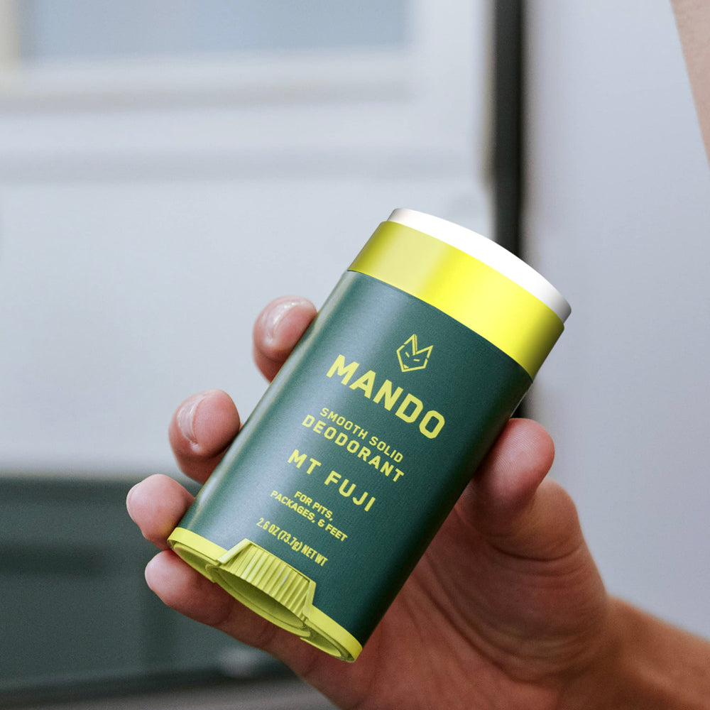 Mando aluminum-free and baking-soda-free label emphasizes safe care.