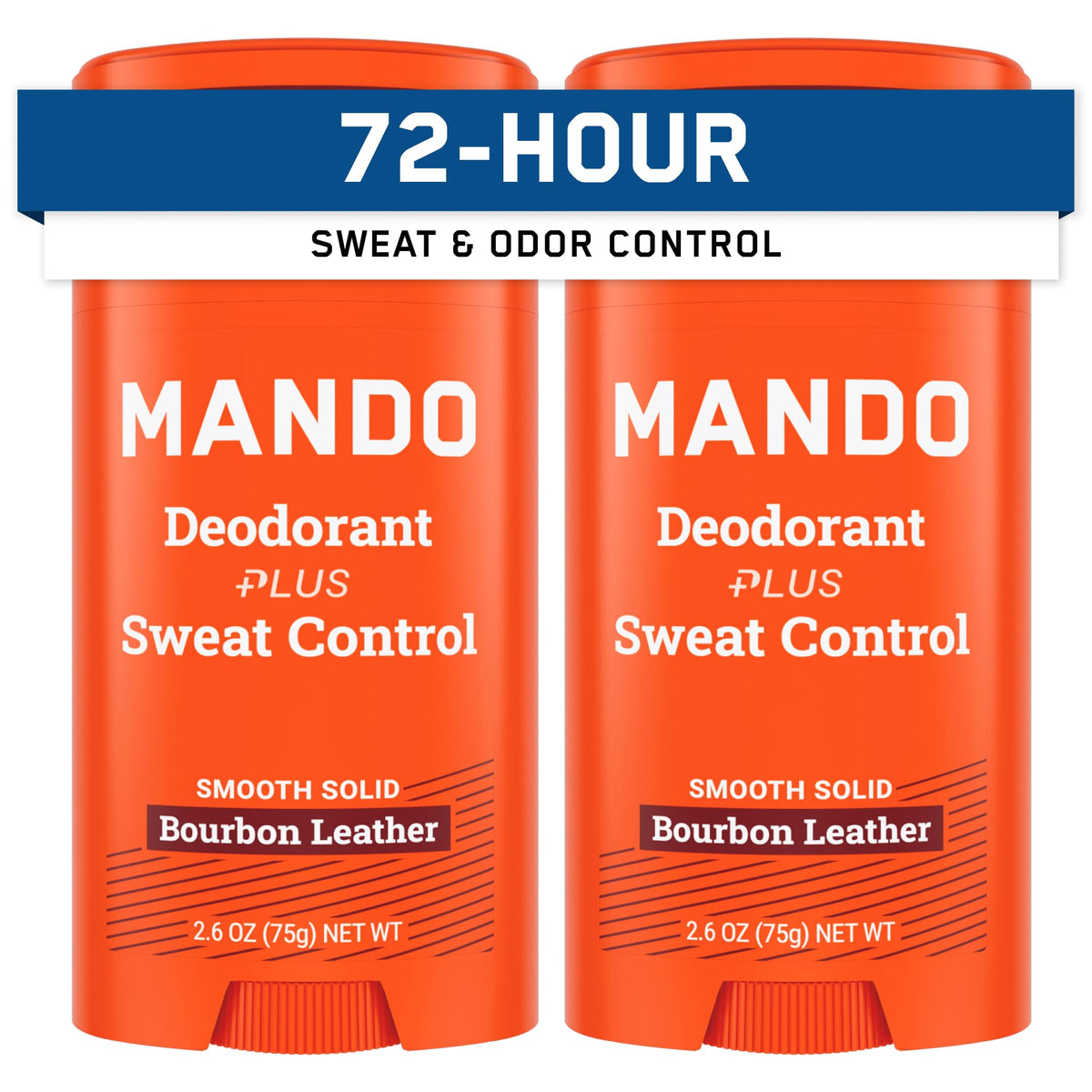 Mando antiperspirant stick Bourbon Leather twin-pack shows two sticks for long-lasting protection.