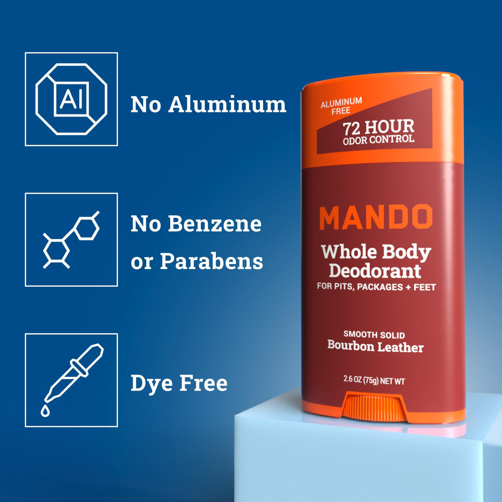 Mando bourbon leather scented packaging reflects premium odor control.