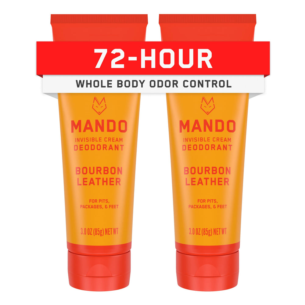 Mando Bourbon Leather invisible cream tube front for portable odor control