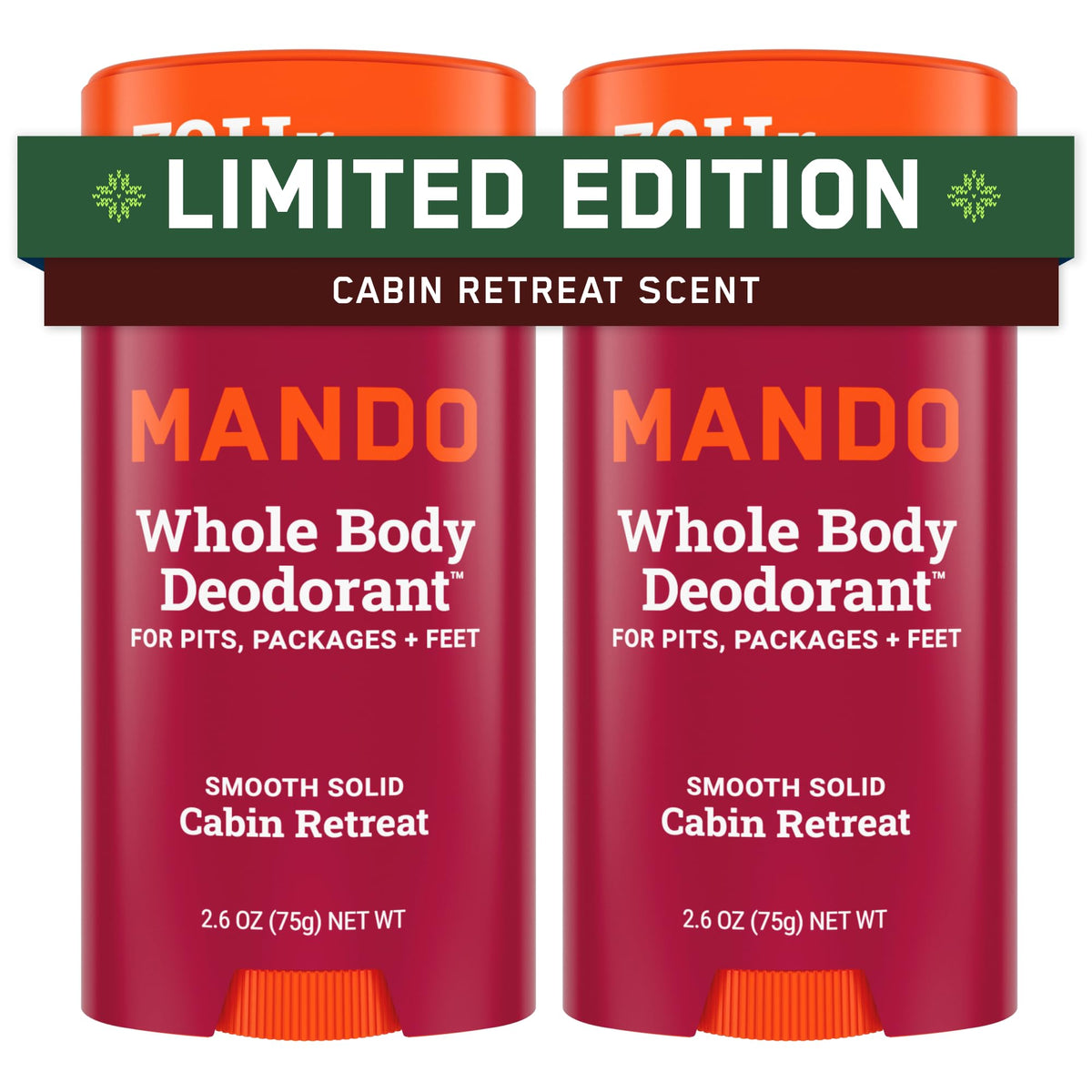 Mando Cabin Retreat deodorant stick front view for all-day freshness.