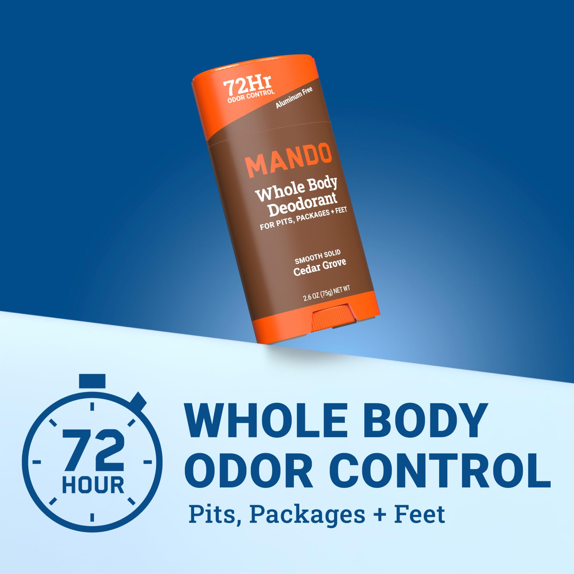 Mando Cedar Grove deodorant stick back label close-up