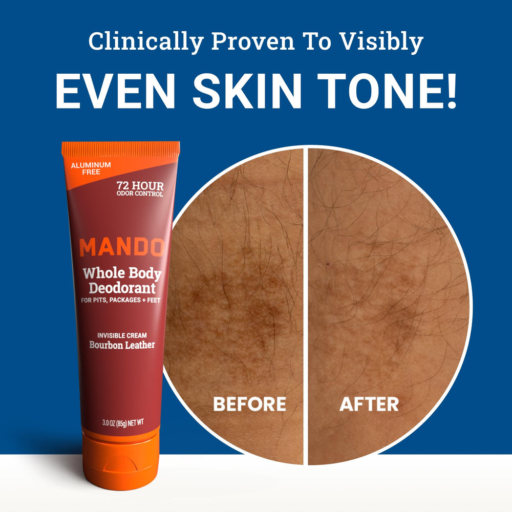 Mando clear formula dries invisibly on skin for daily wear.