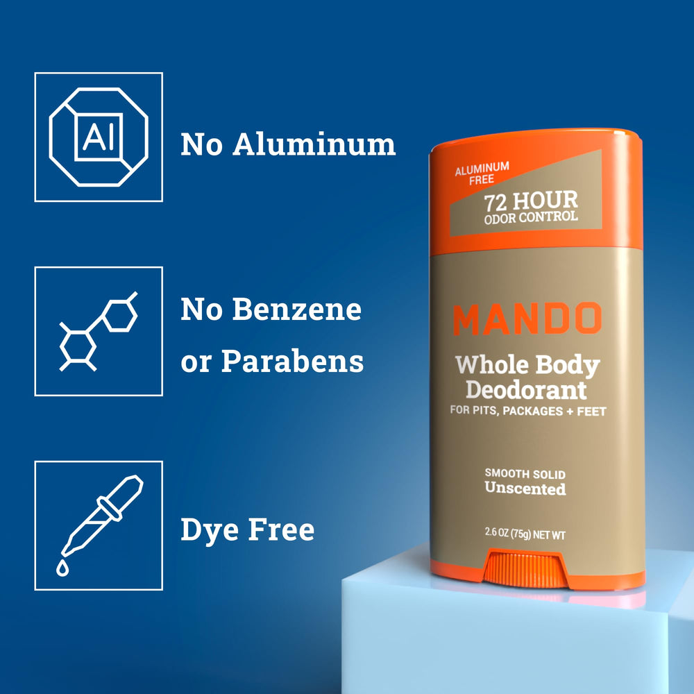 Mando 72-hour odor control feature highlighted on product label.