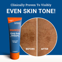 Mando 72-hour odor control graphic illustrates all-day confidence.