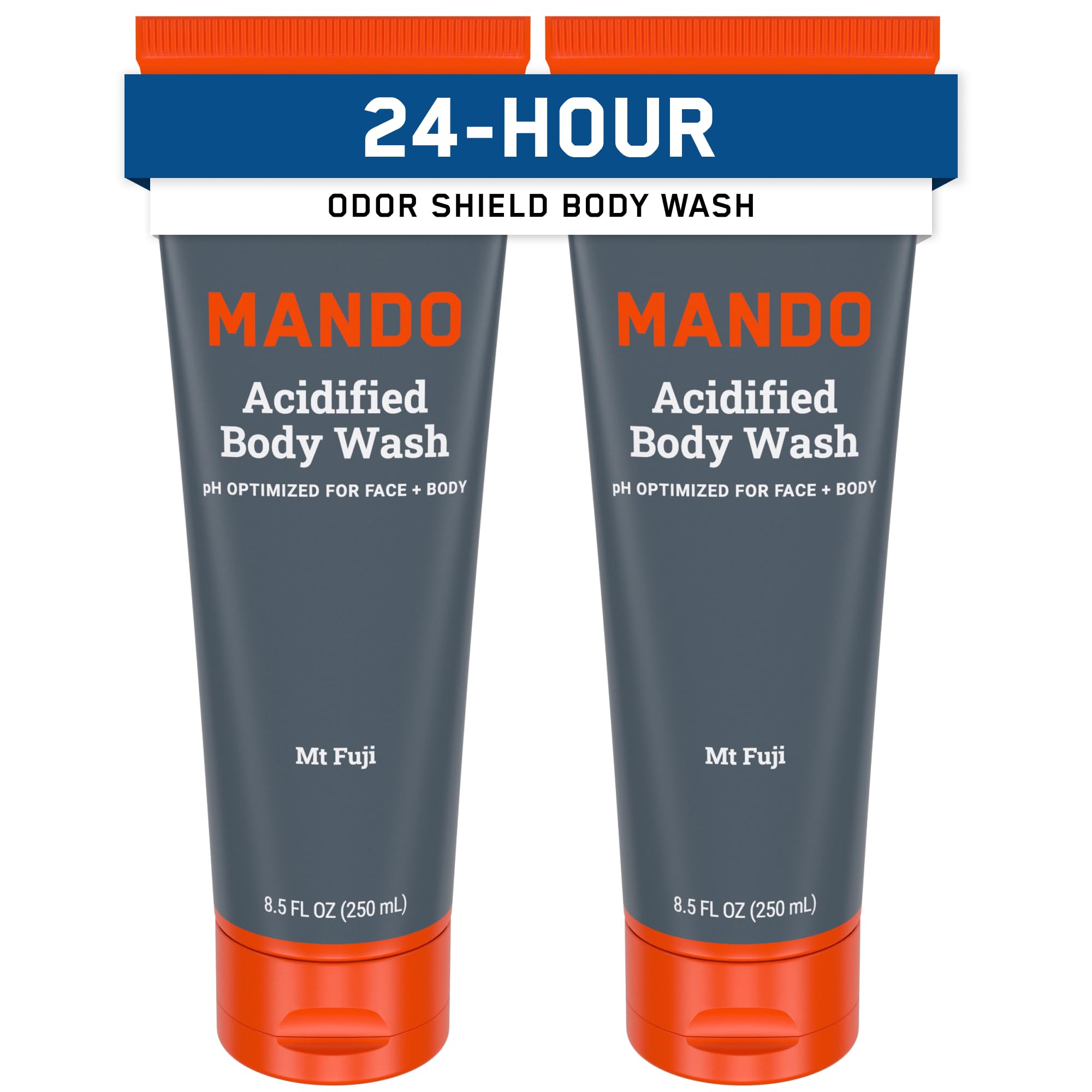 Mando Odor Shield Body Wash bottle, Mt Fuji scent, supports odor control after shower.