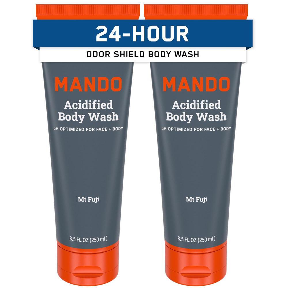 Mando Odor Shield Body Wash bottle, Mt Fuji scent, supports odor control after shower.