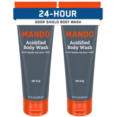 Mando Odor Shield Body Wash bottle, Mt Fuji scent, supports odor control after shower.