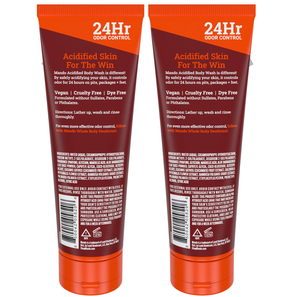 Mando Odor Shield Body Wash Bourbon Leather ambiance conveys masculine, fresh scent