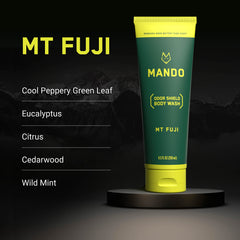 Mando Odor Shield Body Wash foam-lather shows thorough cleansing with skin safe ingredients.