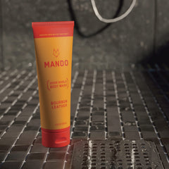 Mando Odor Shield label closeup emphasizes SLS/SLES-free formula.