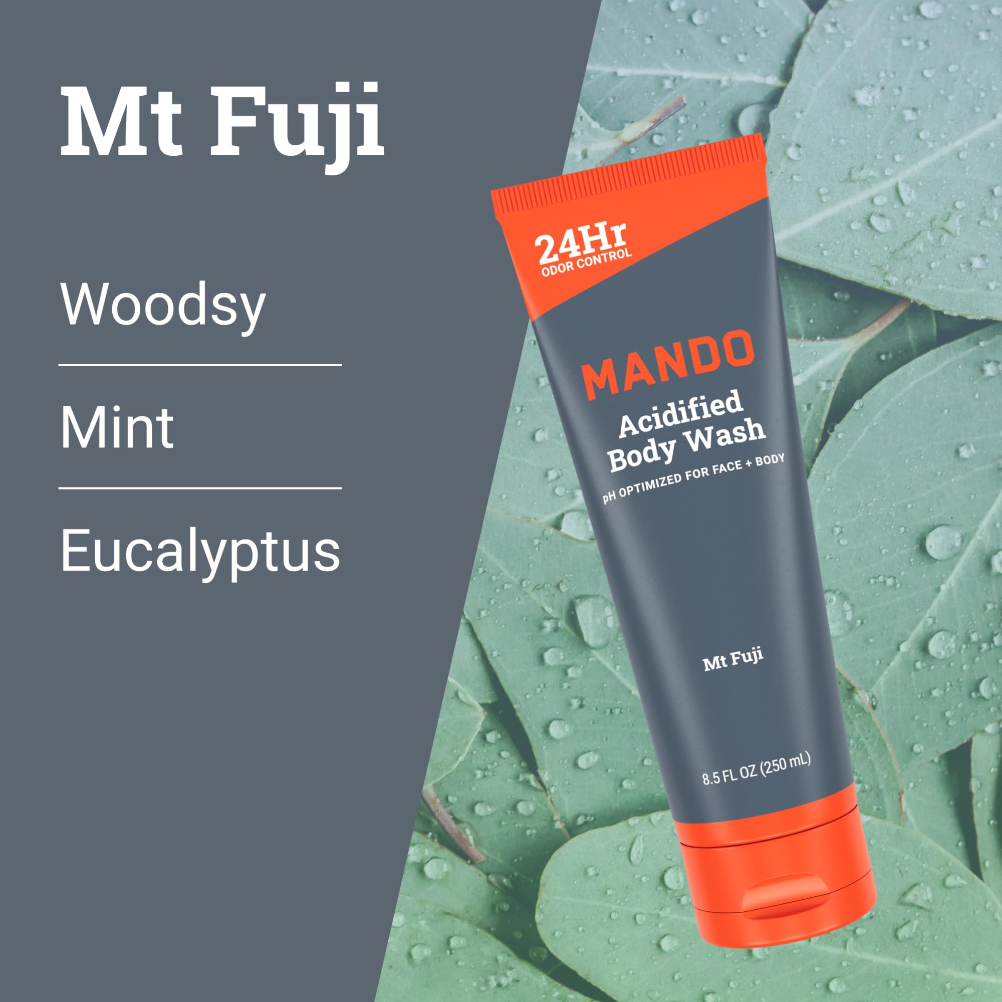 Mando Odor Shield Body Wash lather-suds offers refreshing shower experience with skin-safe formula.