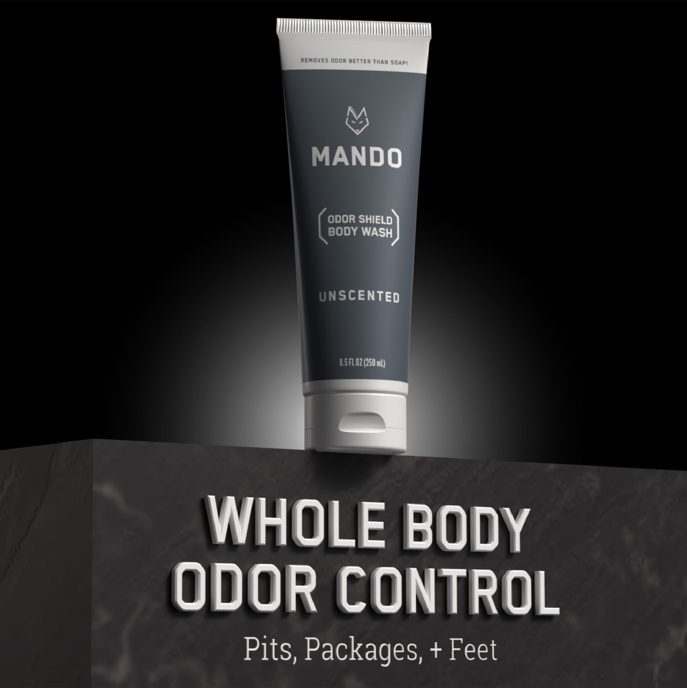 Mando Odor Shield Body Wash pump-dispense demonstrates easy application and consistent lather