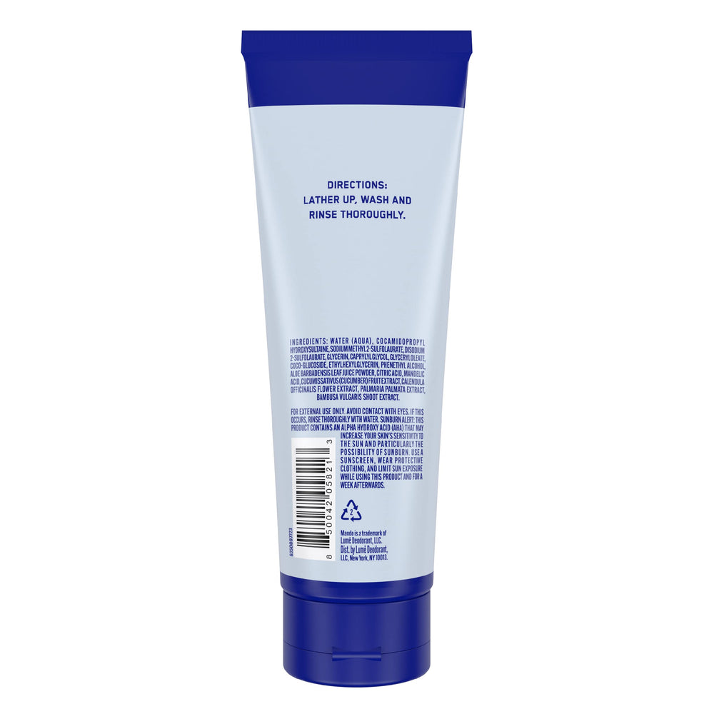 Mando Odor Shield Body Wash skin-safe formula labels.