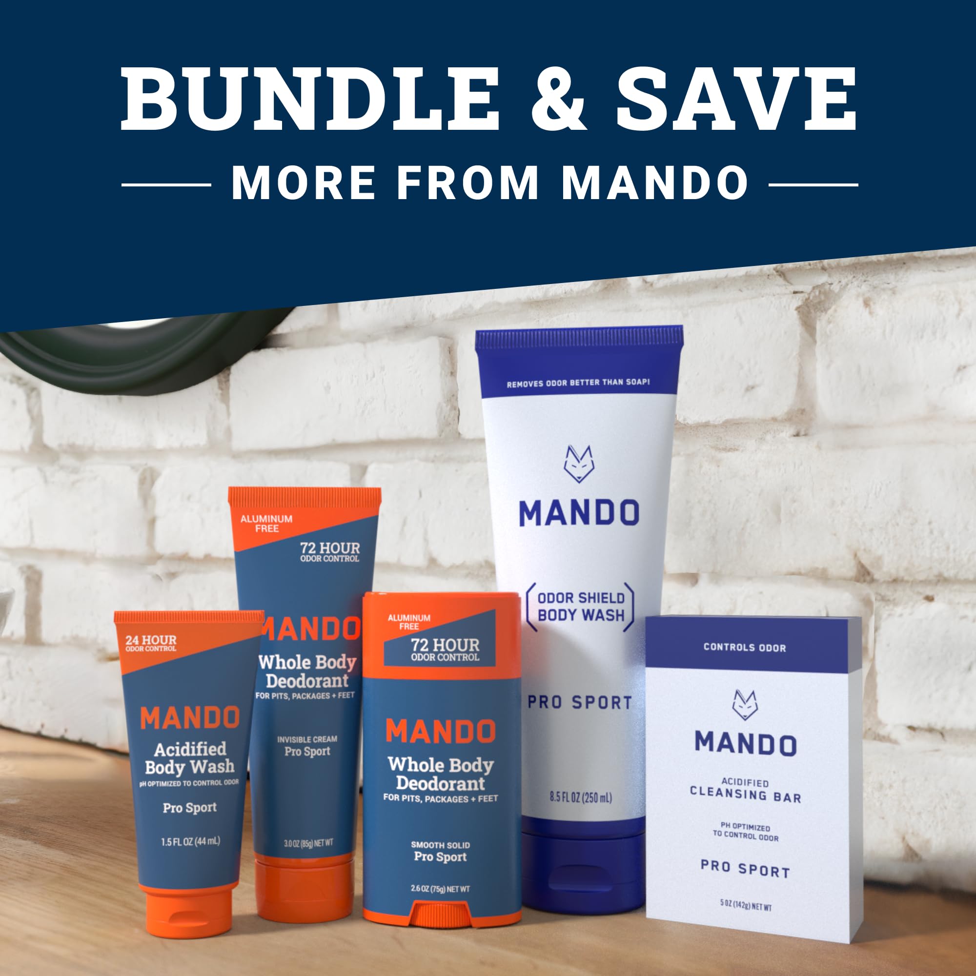 Mando Odor Shield skin-safe graphic underscores safe cleansing for odor-prone areas