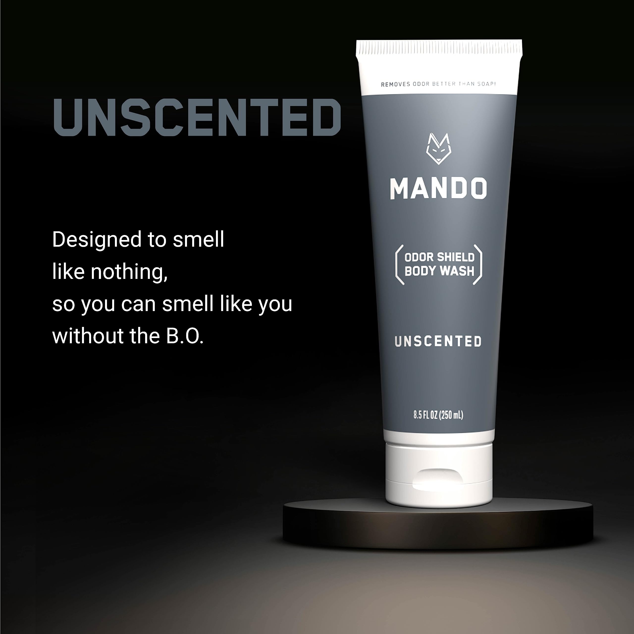 Mando Odor Shield Body Wash skin-safe-ingredients highlights paraben-free sulfate-free cleansing