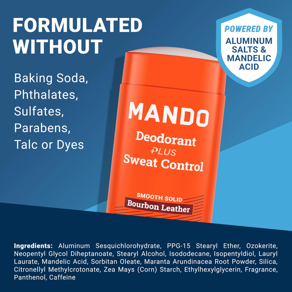 Front view of Mando Bourbon Leather packaging, highlighting the twin-pack design.