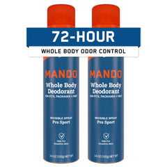Mando Pro-Sport deodorant can shot shows potent odor control for workouts.