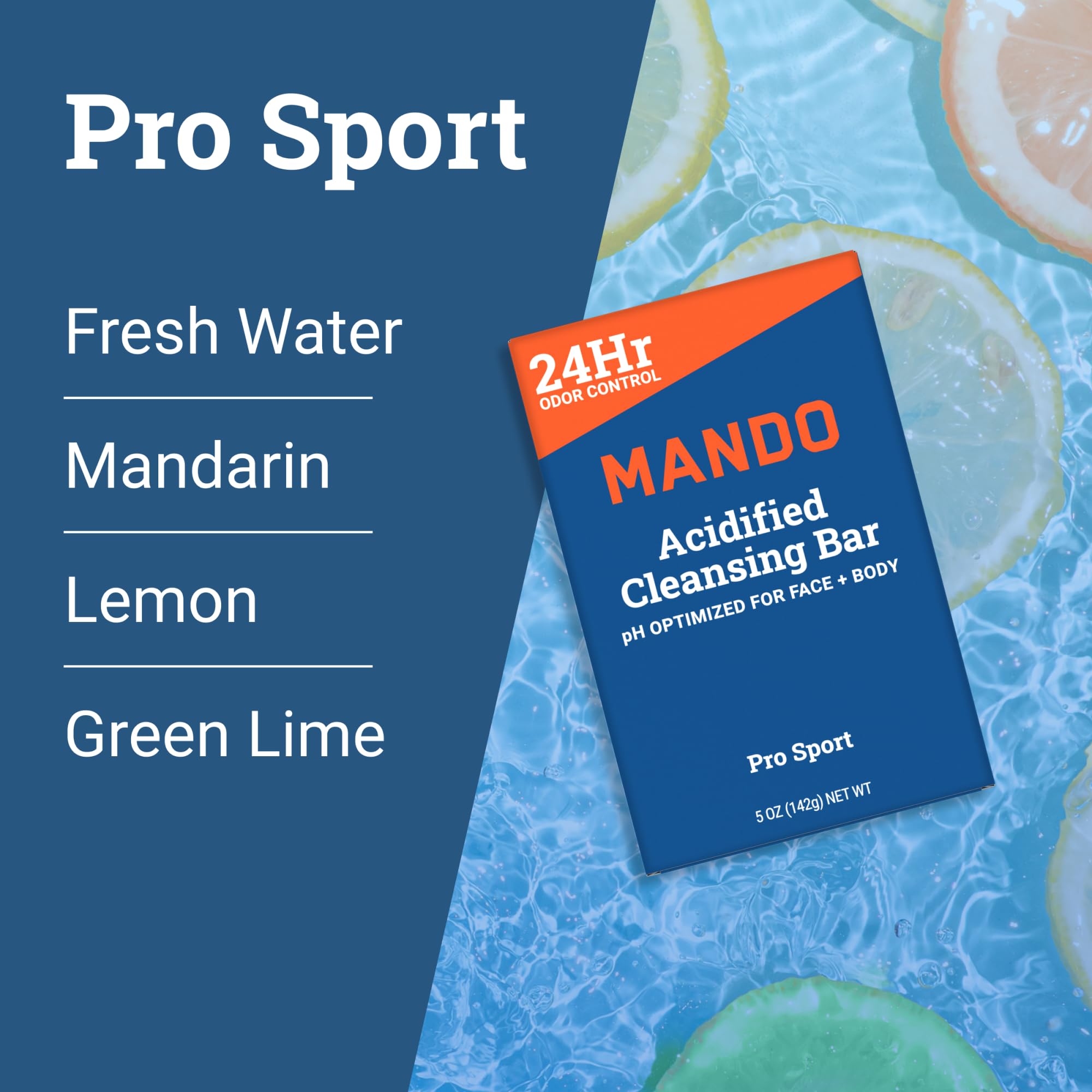 Mando safe-for-sensitive-skin-packaging communicates SLS and paraben free safety.