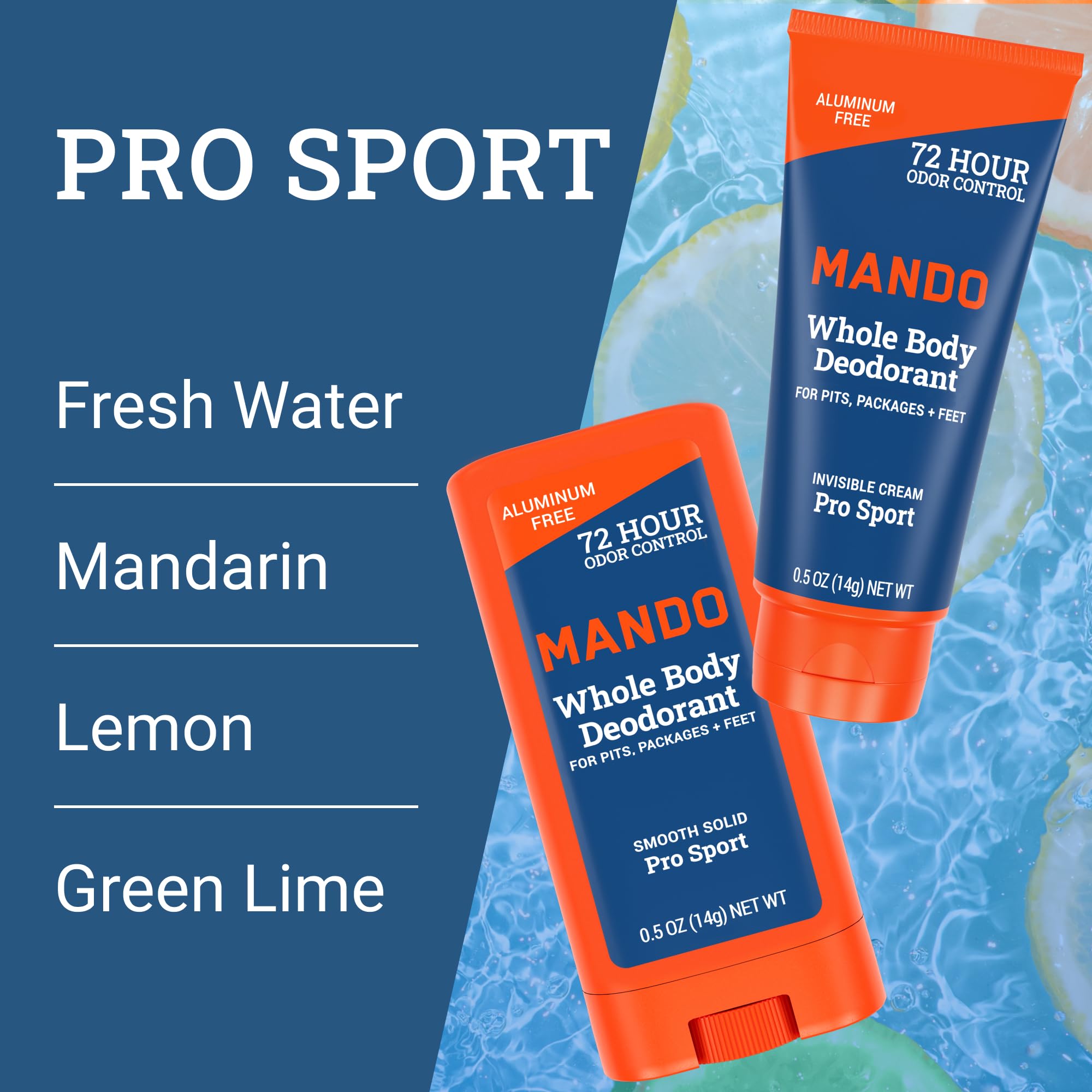 Mando aluminum-free label closeup reinforces skin-friendly, metal-free formula
