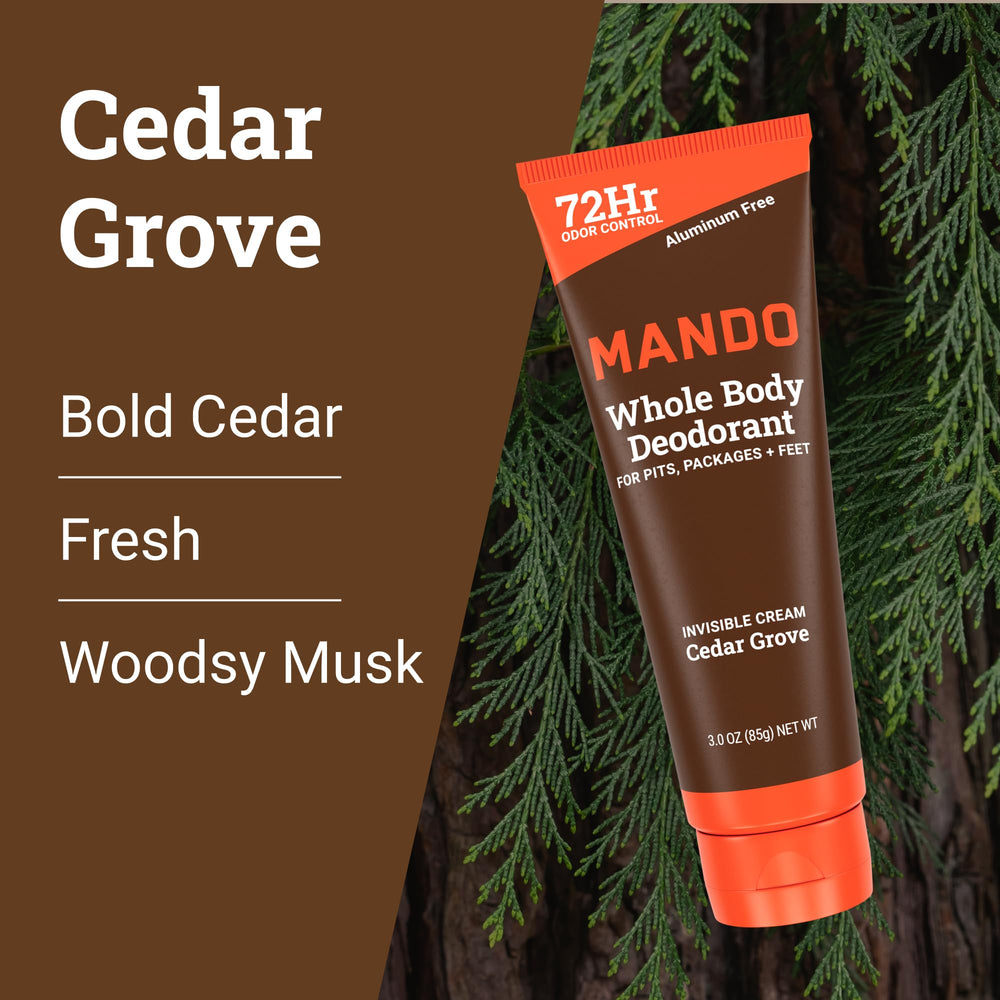 Mando skin-safe benzene-free image emphasizes safe external use.