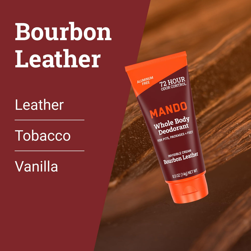 Mando skin-safe formula emphasizes aluminum and baking soda-free care.