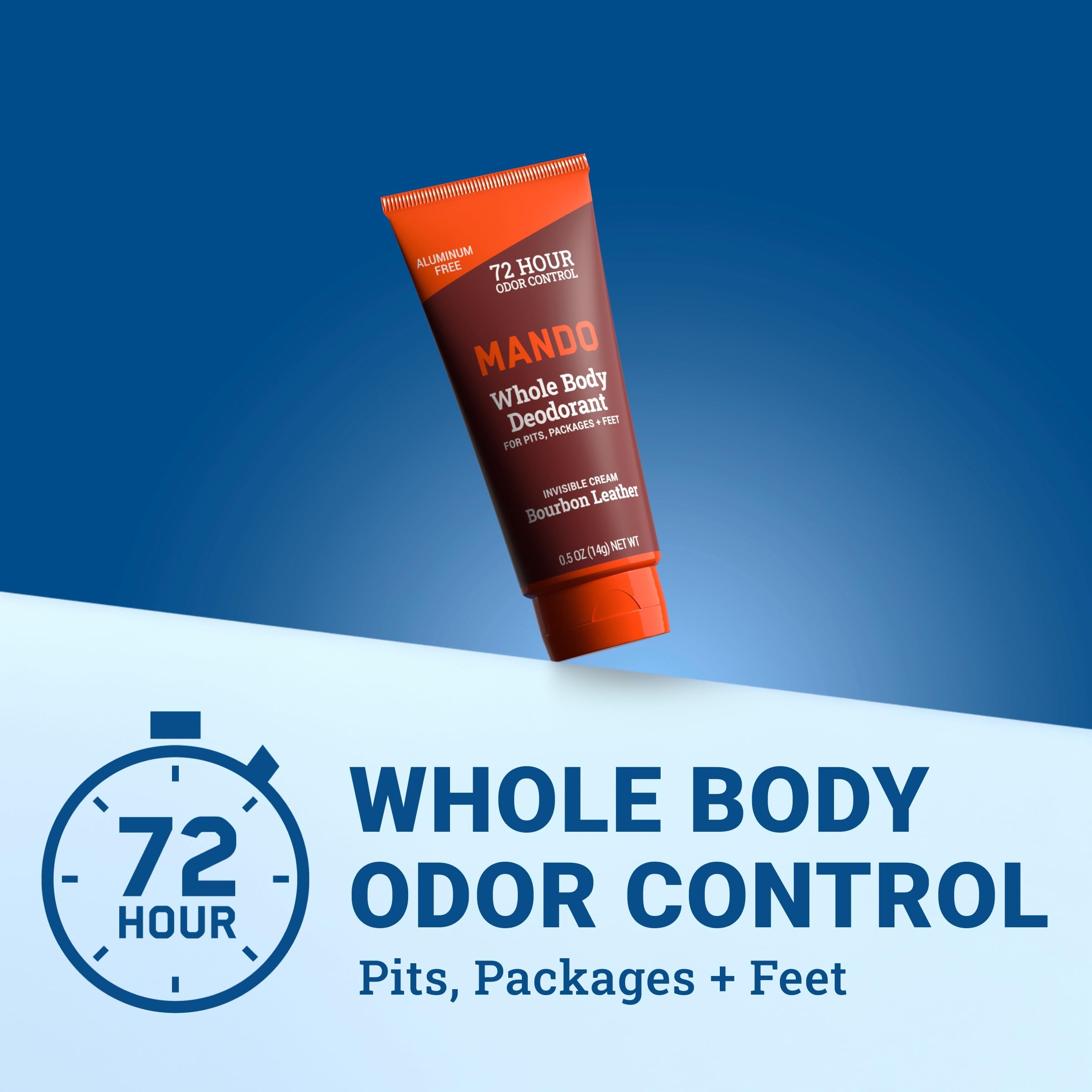 Mando travel-friendly image highlights on-the-go odor defense.