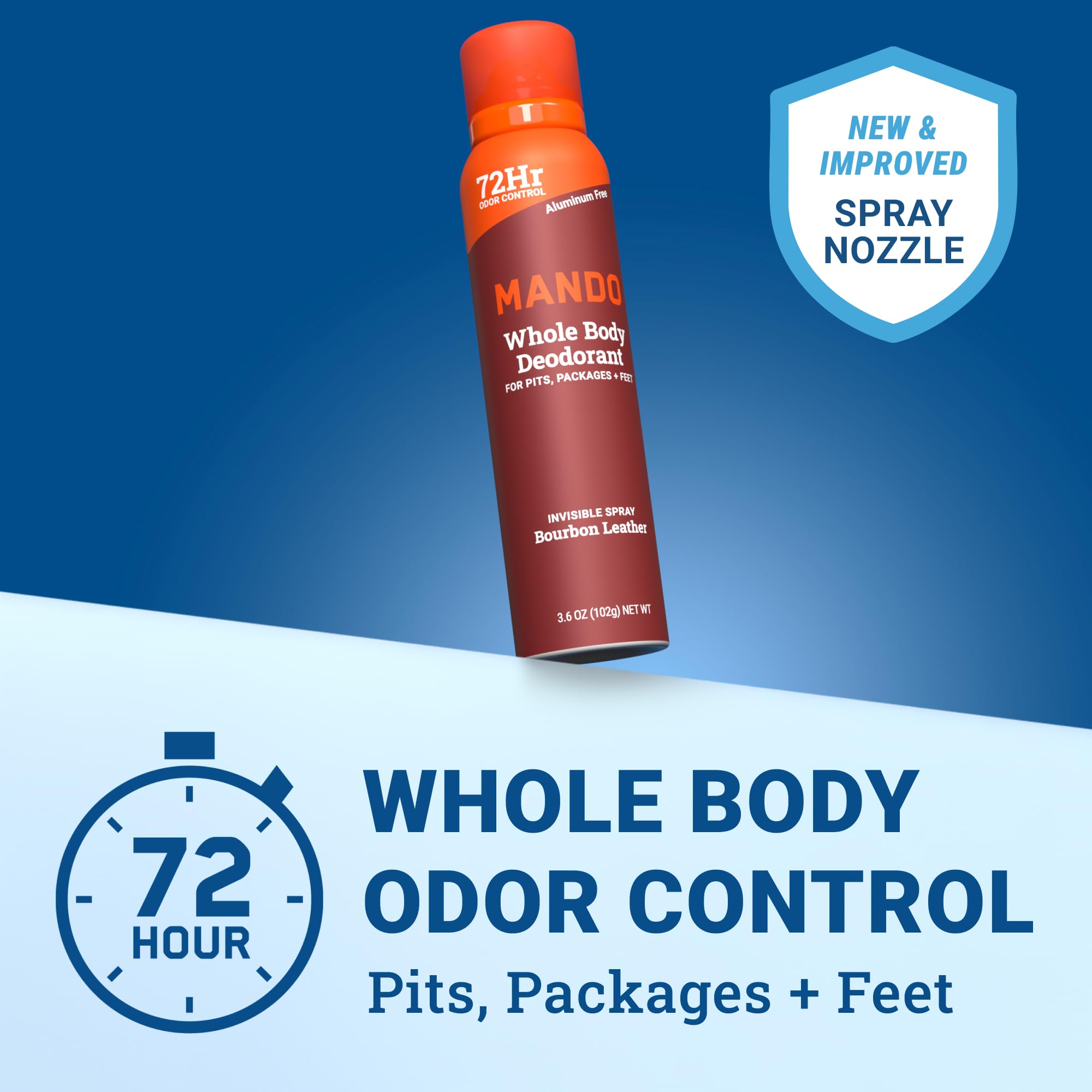 Mando Bourbon Leather deodorant can back view highlighting aluminum-free formula